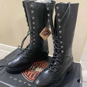 Harley-Davidson Dalwood 12” Black Leather Motorcycle Boots